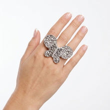 Load image into Gallery viewer, Silver Hammered Butterfly Large Cocktail Ring