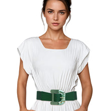 Load image into Gallery viewer, Belt Green Wide Marbled Buckle Stretch for Women