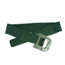 Load image into Gallery viewer, Belt Green Wide Marbled Buckle Stretch for Women