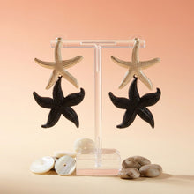 Load image into Gallery viewer, White and Black Starfish Drop Earrings