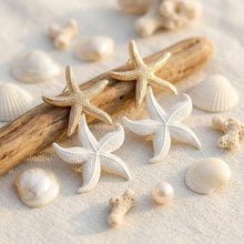 Load image into Gallery viewer, White and Gold Starfish Drop Earrings