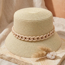 Load image into Gallery viewer, Beige Chain Straw Bucket Hat