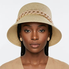 Load image into Gallery viewer, Beige Chain Straw Bucket Hat