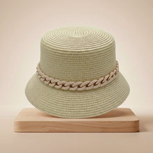 Load image into Gallery viewer, Beige Chain Straw Bucket Hat