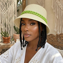 Load image into Gallery viewer, Green Chain Straw Bucket Hat