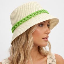 Load image into Gallery viewer, Green Chain Straw Bucket Hat