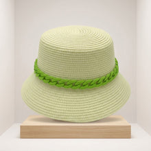 Load image into Gallery viewer, Green Chain Straw Bucket Hat