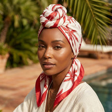 Load image into Gallery viewer, Silky Square Red Palm Tree Print Fashion Scarf