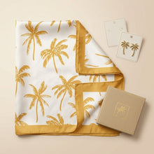 Load image into Gallery viewer, Silky Square Yellow Palm Tree Print Fashion Scarf