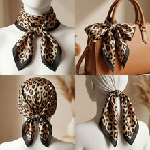 Load image into Gallery viewer, Silky Square Brown and Black Leopard Fashion Scarf