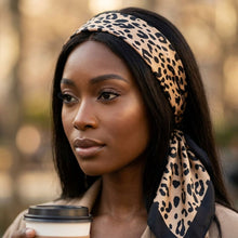 Load image into Gallery viewer, Silky Square Brown and Black Leopard Fashion Scarf