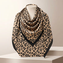 Load image into Gallery viewer, Silky Square Brown and Black Leopard Fashion Scarf