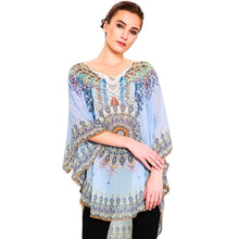 Load image into Gallery viewer, Blue Boho Print Poncho Top