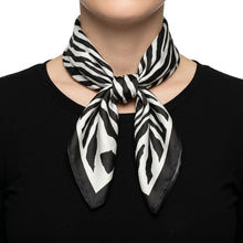 Load image into Gallery viewer, Silky Square Black Cream Zebra Print Fashion Scarf