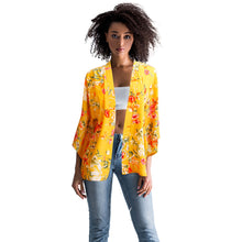 Load image into Gallery viewer, Mustard Poppy Flower Kimono
