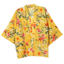 Load image into Gallery viewer, Mustard Poppy Flower Kimono