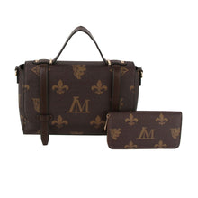 Load image into Gallery viewer, Messenger Brown Luxe Monogram Satchel Handbag Set