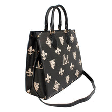 Load image into Gallery viewer, Tote Black Luxe Monogram Structured Satchel Bag
