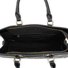 Load image into Gallery viewer, Tote Black Luxe Monogram Structured Satchel Bag