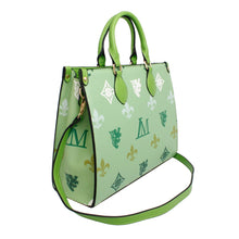 Load image into Gallery viewer, Tote Green Luxe Monogram Structured Satchel Bag