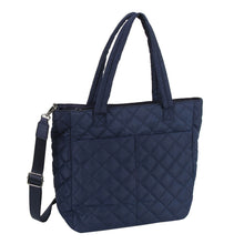 Load image into Gallery viewer, Tote Bag Navy Quilted Large Pocket Travel Purse