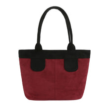 Load image into Gallery viewer, Tote Bag Burgundy Suede Black Trim Shoulder Purse