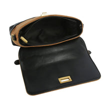 Load image into Gallery viewer, Top Handle Bag Brown Suede and Black Flap Purse