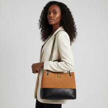 Load image into Gallery viewer, Shoulder Bag Brown Suede and Black Two Tone Purse