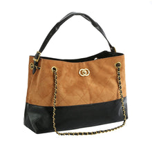 Load image into Gallery viewer, Shoulder Bag Brown Suede and Black Two Tone Purse