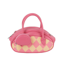 Load image into Gallery viewer, Top Handle Pink Harlequin Detail Oval Handbag Set