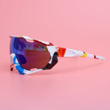 Load image into Gallery viewer, Sunglasses White Graphic Print Mirror Sport