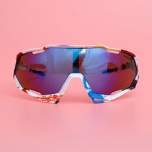 Load image into Gallery viewer, Sunglasses White Graphic Print Mirror Sport