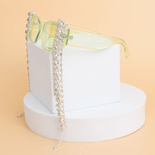 Load image into Gallery viewer, Sunglasses Green Rectangle Rhinestone Fringe