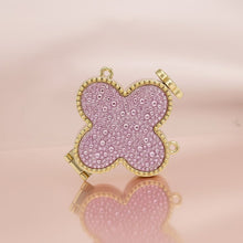 Load image into Gallery viewer, Mini Pink Quatrefoil Sparkle Crossbody Compact