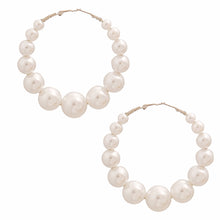 Load image into Gallery viewer, Athena's Grace: Graduated White Pearl Hoops
