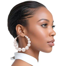 Load image into Gallery viewer, Athena's Grace: Graduated White Pearl Hoops