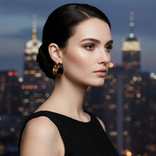Load image into Gallery viewer, Hoop Black Resin Coated Classic Wide Gold Earrings