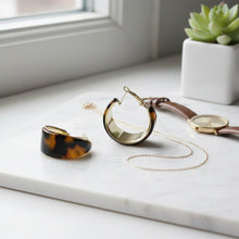Load image into Gallery viewer, Hoop Tortoiseshell Resin Coated Classic Earrings