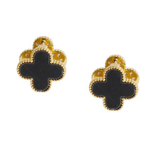 Load image into Gallery viewer, Black Clover Crystal Stud Earrings with Omega Back