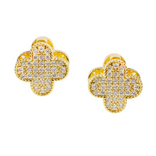 Load image into Gallery viewer, Black Clover Crystal Stud Earrings with Omega Back