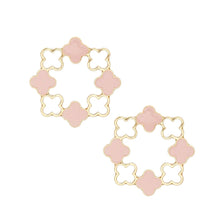 Load image into Gallery viewer, Stud Gold Clover Wreath Pink Earrings for Women