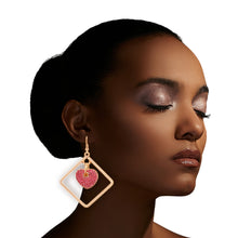 Load image into Gallery viewer, Gold Drop Diamond Pink Earrings