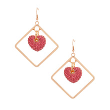 Load image into Gallery viewer, Gold Drop Diamond Pink Earrings