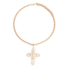 Load image into Gallery viewer, Cream Filigree Cross Necklace