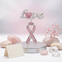 Load image into Gallery viewer, Silver Breast Cancer Love Pink Ribbon Dangle Brooch