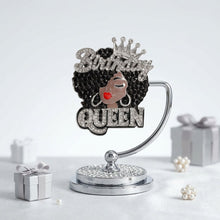 Load image into Gallery viewer, Silver Birthday Queen Afro Crown Rhinestone Brooch