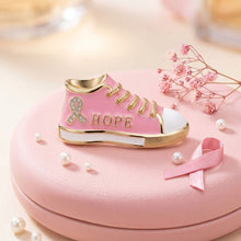 Load image into Gallery viewer, Pink Breast Cancer Hope Sneaker Gold Brooch Pin