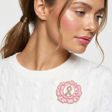 Load image into Gallery viewer, Pink Breast Cancer Awareness Gold Flower Brooch