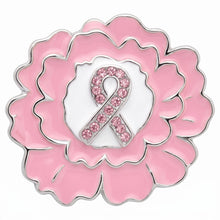 Load image into Gallery viewer, Pink Breast Cancer Awareness Silver Flower Brooch