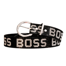 Load image into Gallery viewer, Black and Silver Rhinestone Boss Belt